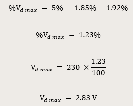 Calculation for the permissible voltage drop