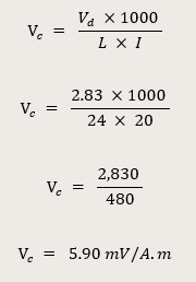 Calculation for the permissible voltage drop